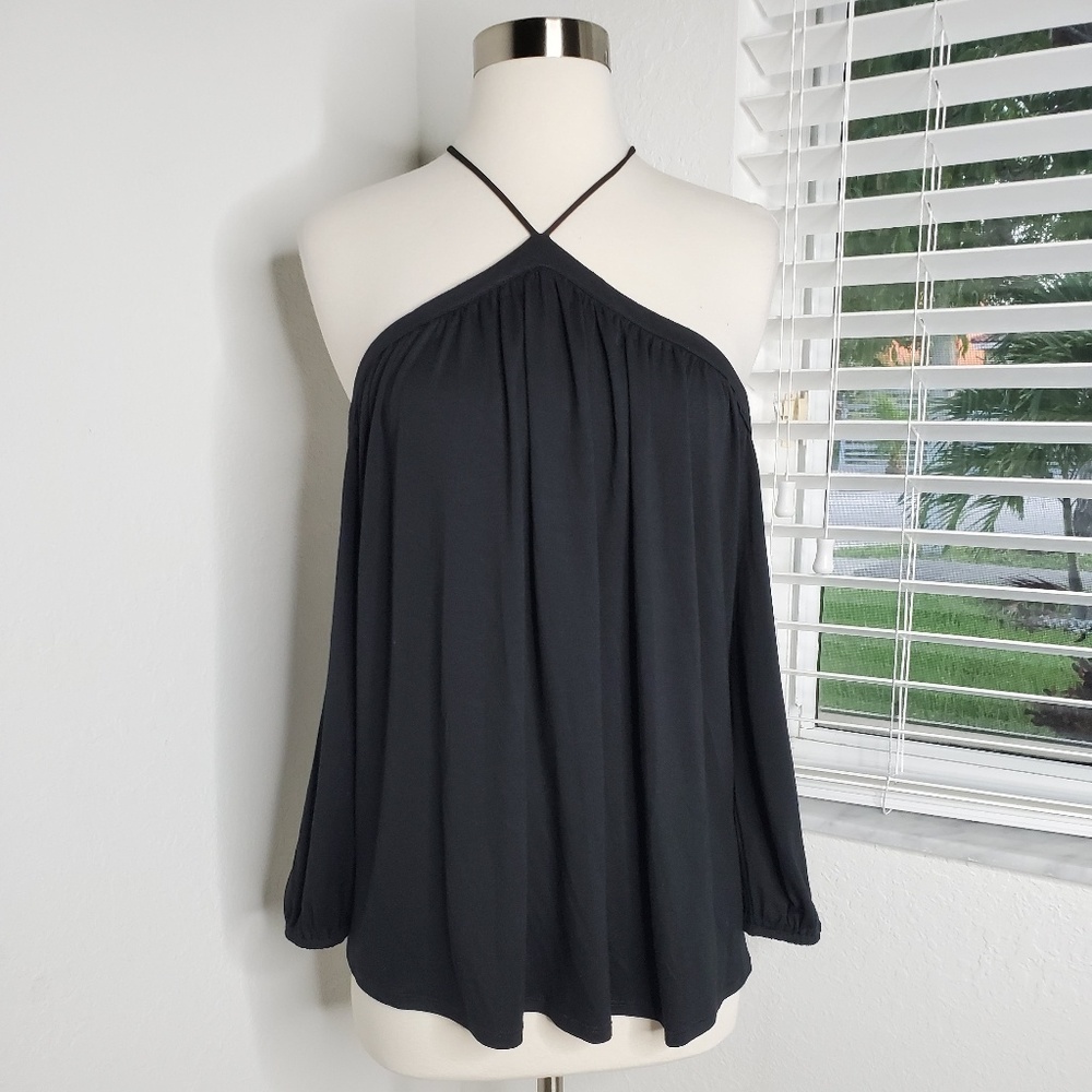 ELLA MOSS Bella Cold Shoulder Jersey Black Top M.